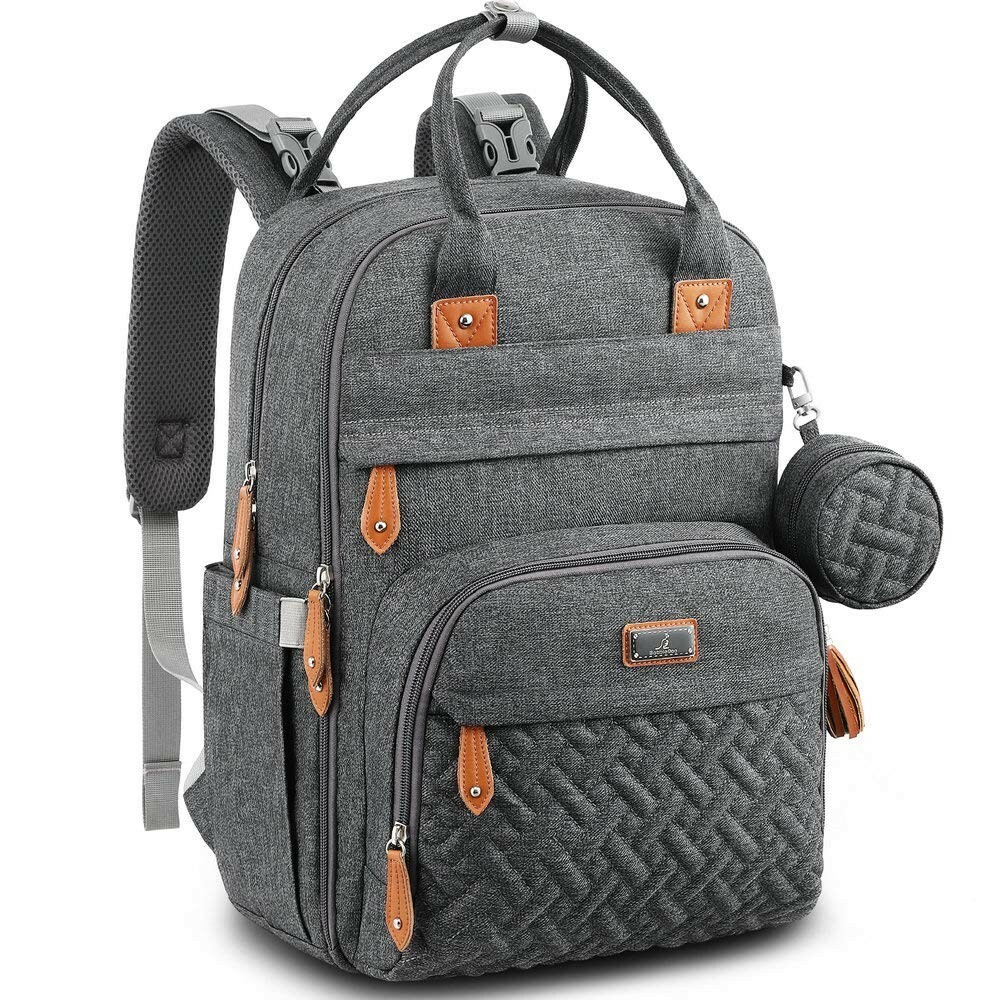 BabbleRoo Multifunction/Waterproof Large Capacity Diaper Bag Backpack -Dark Gray