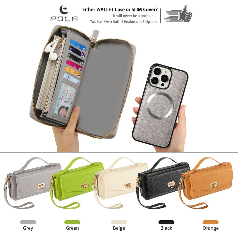 Crossbody Removable Leather Zipper Wallet Case For iPhone 11 12 13 14 15 16 XS