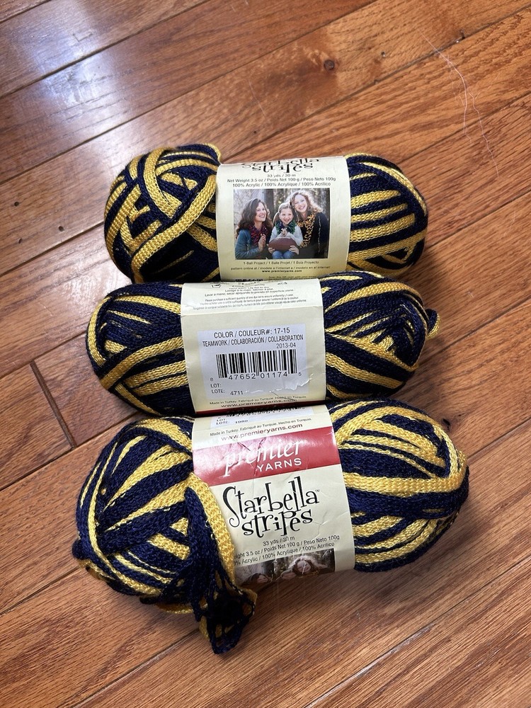 Yarn Starbella Stripes 3.5 OZ   TEAMWORK #17-15 Blue Yellow Ruffle Bulky