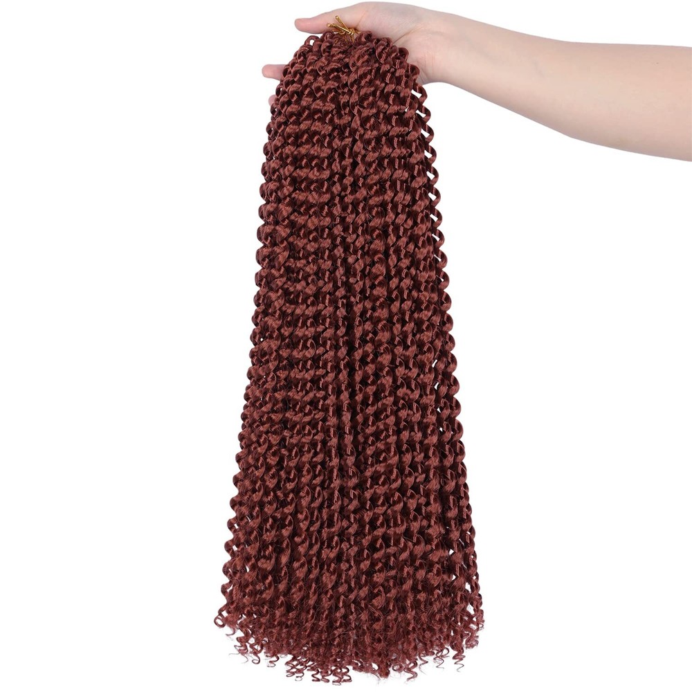 Copper Red Passion Twist Hair, 350# Water Wave Crochet Hair 24 Inch Passion T...