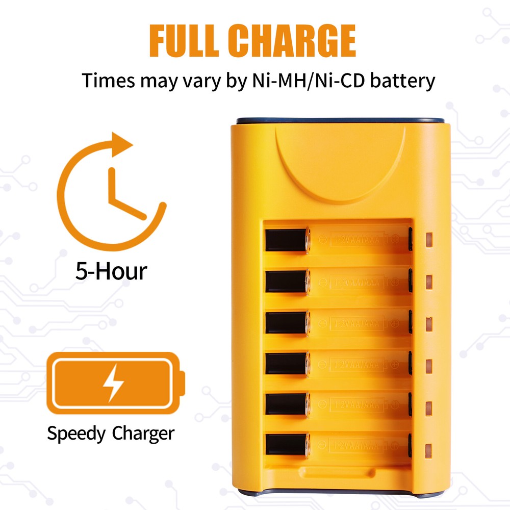 6-Slot AA AAA Rechargeable Battery Charger For AA AAA Rechargeable Batteries