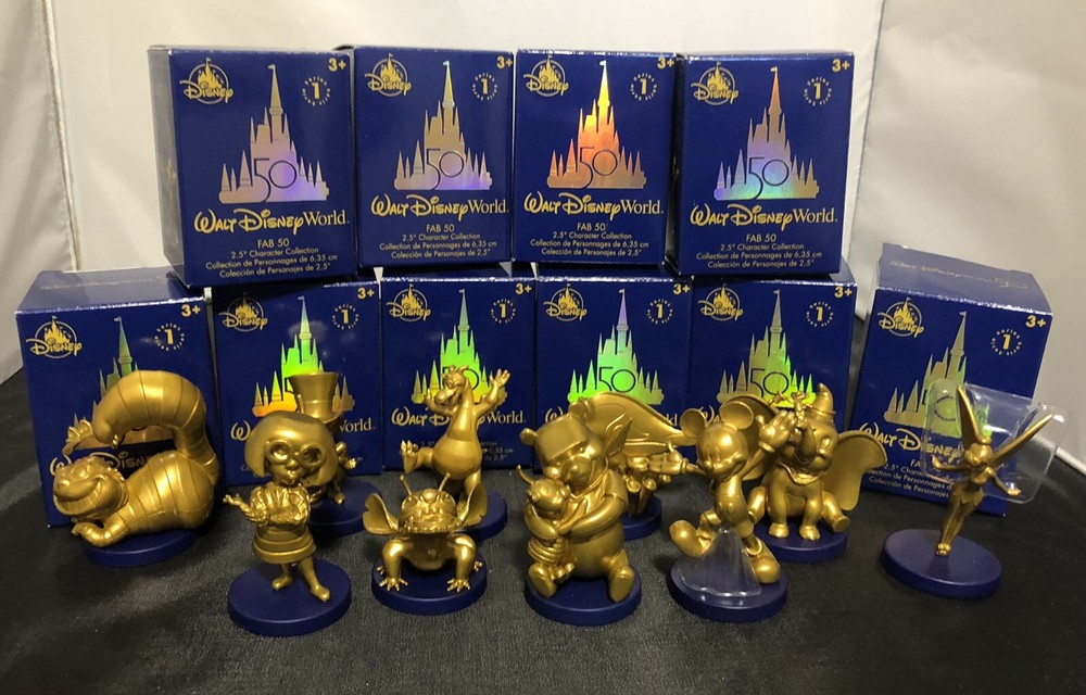 Walt Disney World 50th Anniversary Fab 50 Gold Figure Set Series 1 Complete