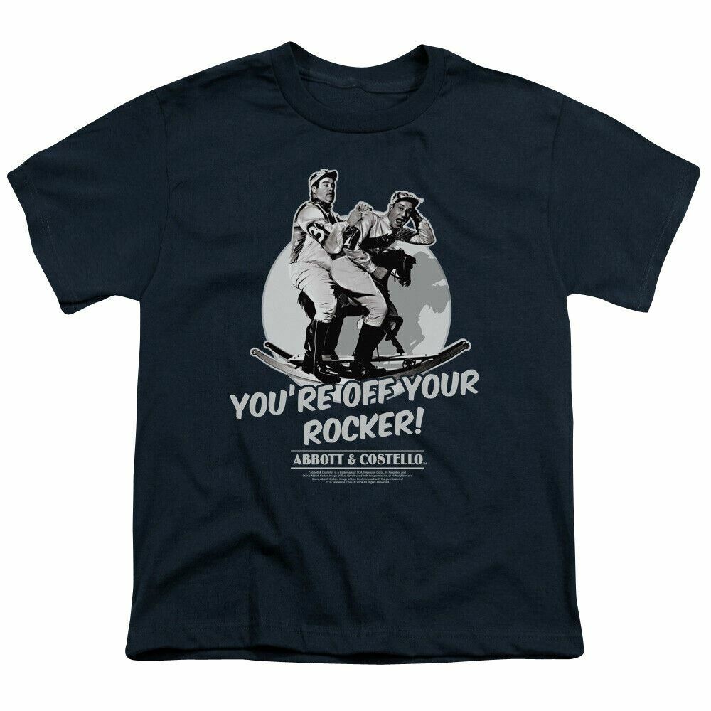 Abbott & Costello Off Your Rocker Kids Youth T Shirt Licensed Comedy Tee Navy-image