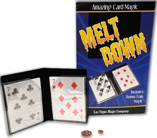 IMPROVED MELT DOWN Close Up Magic Trick Card Illusion Magnetic Wallet Shim Coin