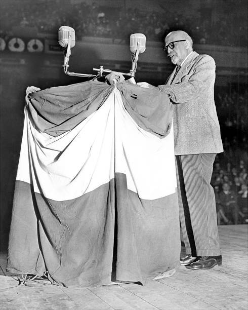 Rally at Madison Square Garden introduced Educator Dr W E B DuBois .. Old Photo