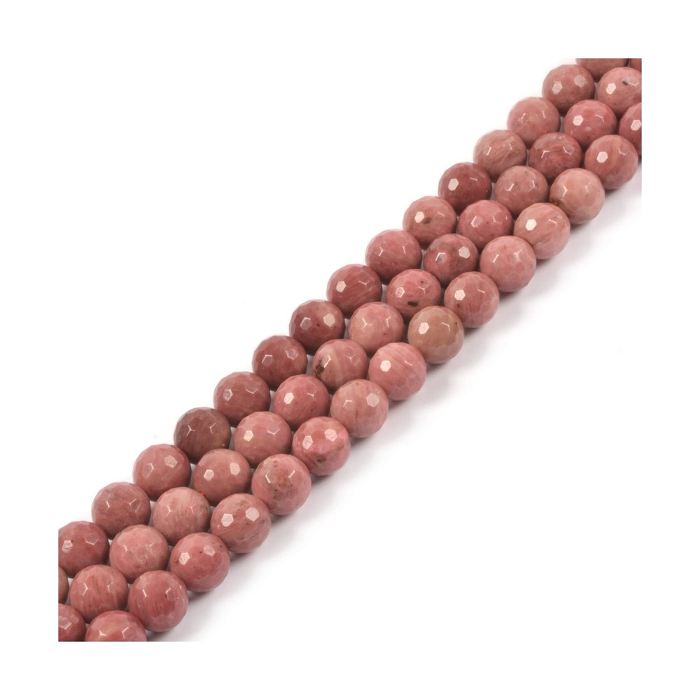 Natural Rhodonite 8mm Faceted Round Beads DIY Jewelry Making Loose Strand