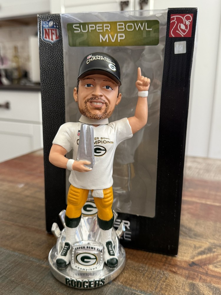 Aaron Rodgers Green Bay Packers Super Bowl MVP Trophy Bobblehead NIB-image