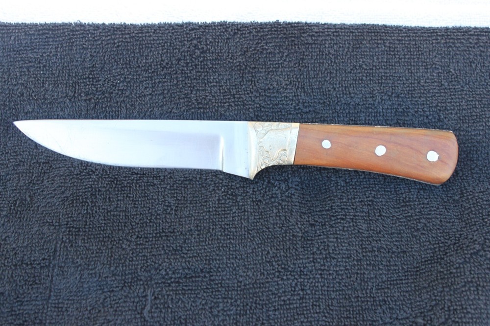 Vintage Knife Fixed Blade Engraved Fixed Knife Wolf