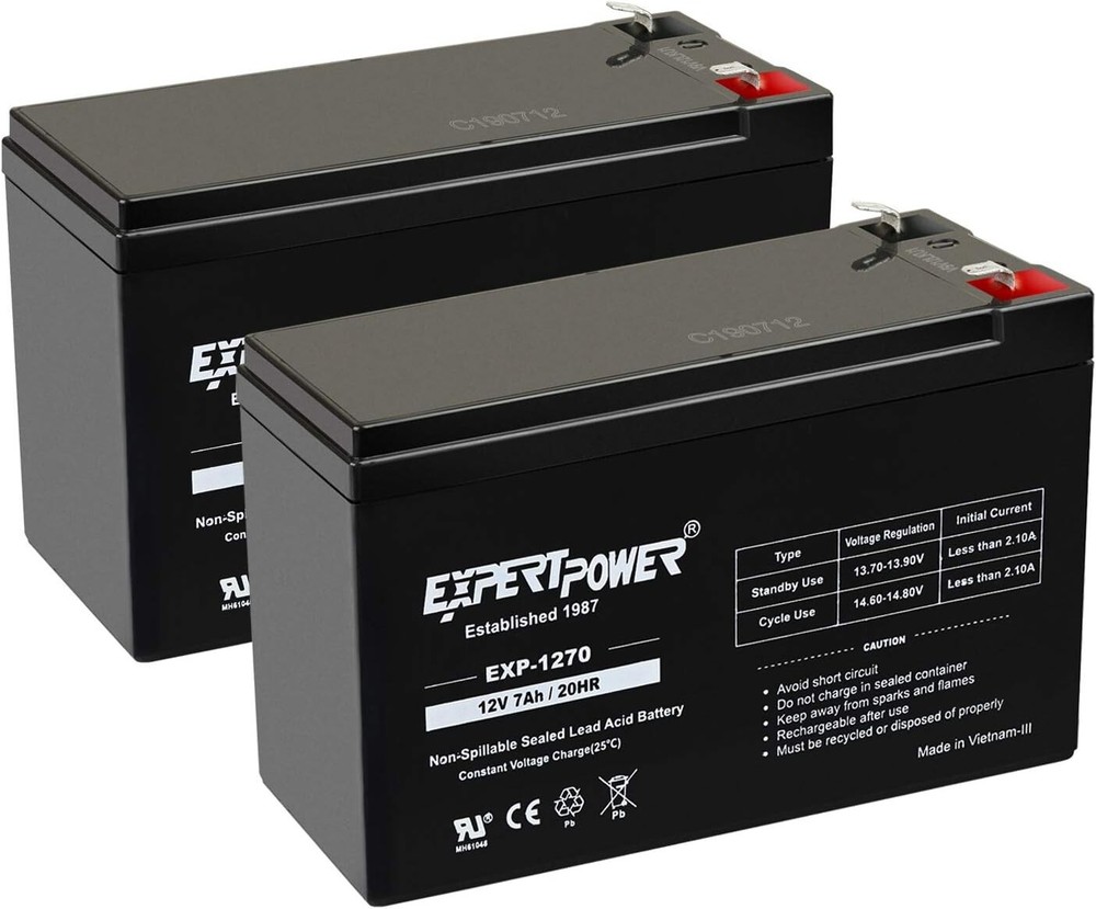 Genuine Expert Power 12V 7AH Rechargeable SLA Battery - 2 Pack for Mobility Use