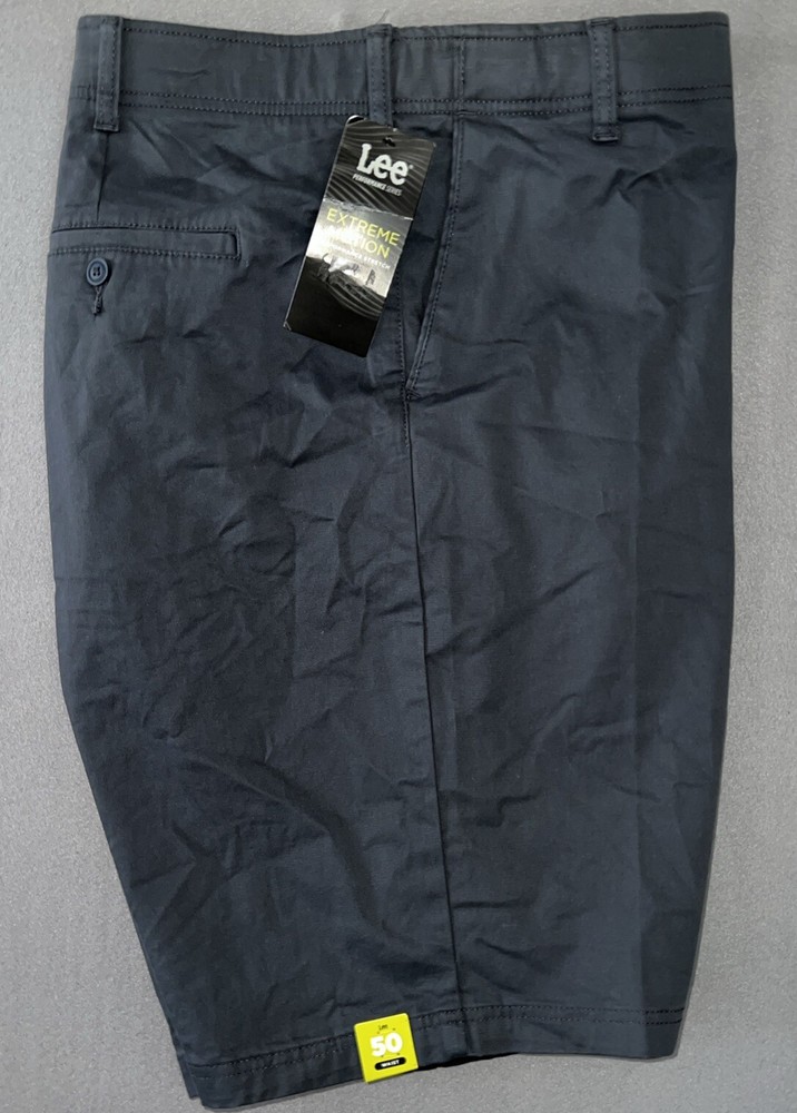 Lee Extreme Motion Shorts Men's 50 W Navy Blue Stretch Waist Performance Series