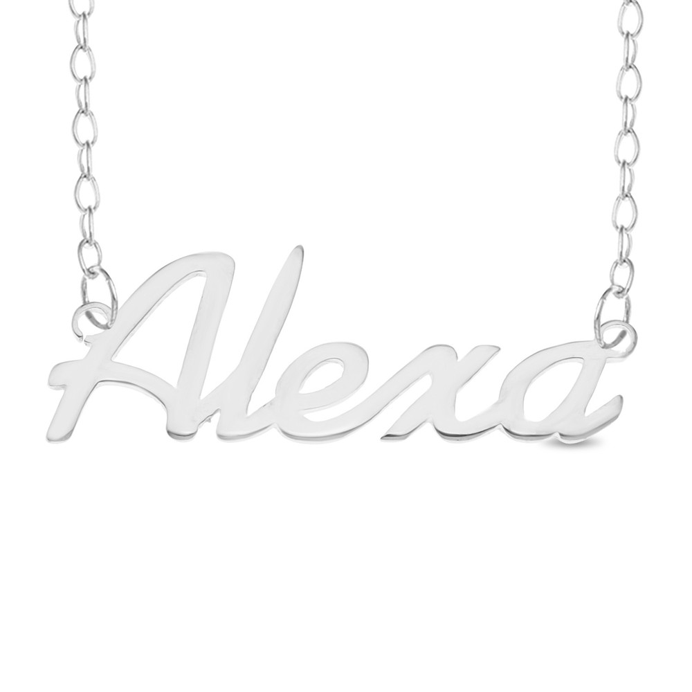 Alexa Name Plate Necklace Pendant 925 Sterling Silver Personalized Custom gift