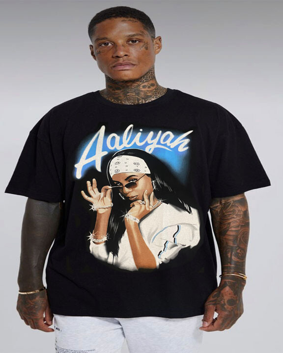 AALIYAH BLUE RAP HIPHOP  T SHIRTS MEN'S SIZES-image