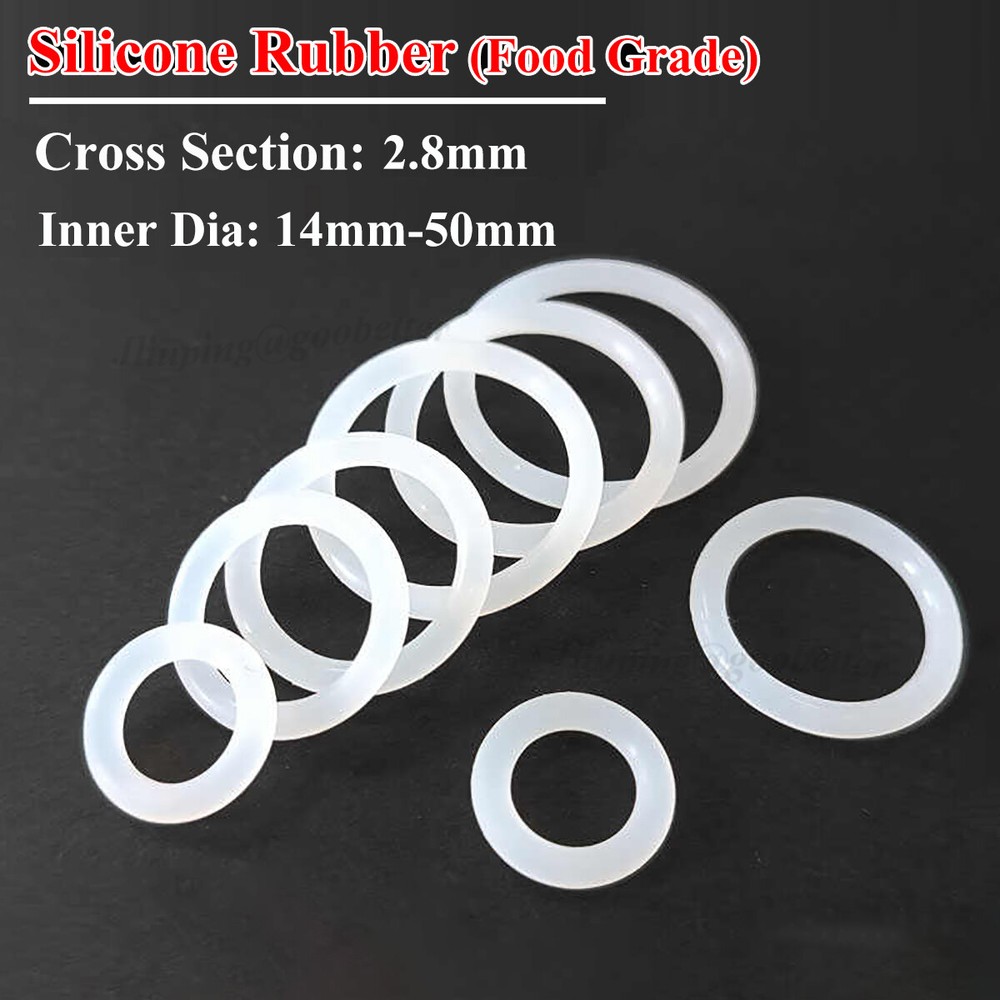 Food Grade White Silicone Rubber O Rings CS 2.8mm OD 14-50mm Seals O-Ring Washer