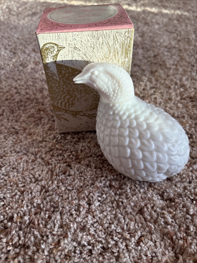 Avon the Partridge Somewhere Cologne, 5 fl Oz, Milk Glass, 1970s Vintage