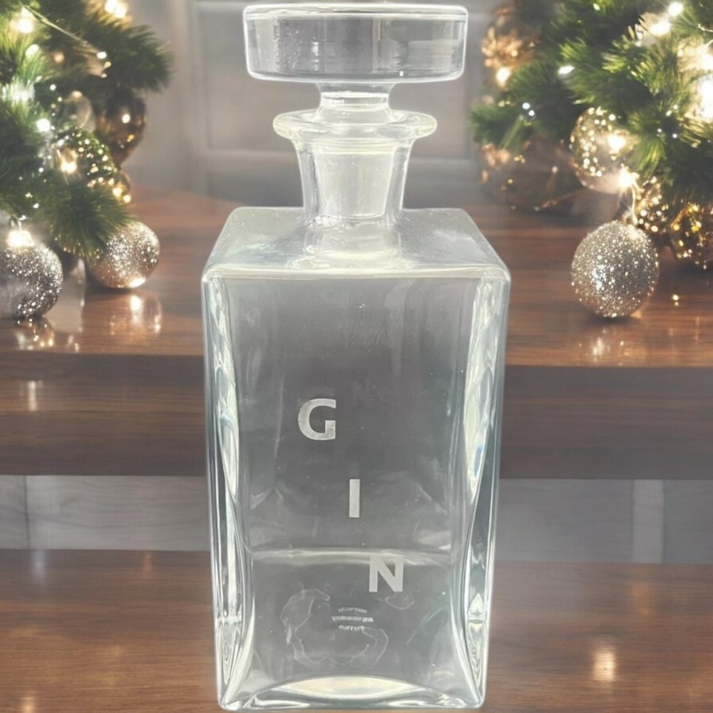RARE! William Yeoward American Bar Gin Etched Crystal Decanter with Stopper