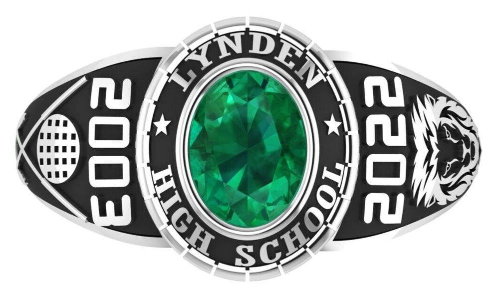 Fully Personalized Oval Cut Birthstone High School College Class Ring 925 Silver