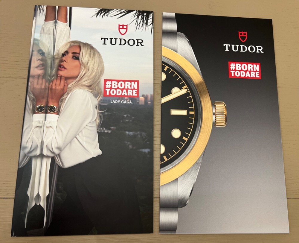 RARE TUDOR Watch Lady Gaga Black Bay Store Counter Display Sign Large 2 Sided
