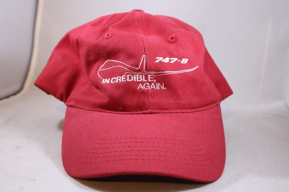 Boeing 747-8 Aircraft Airplane Red Graphic Cap Hat - Incredible Again