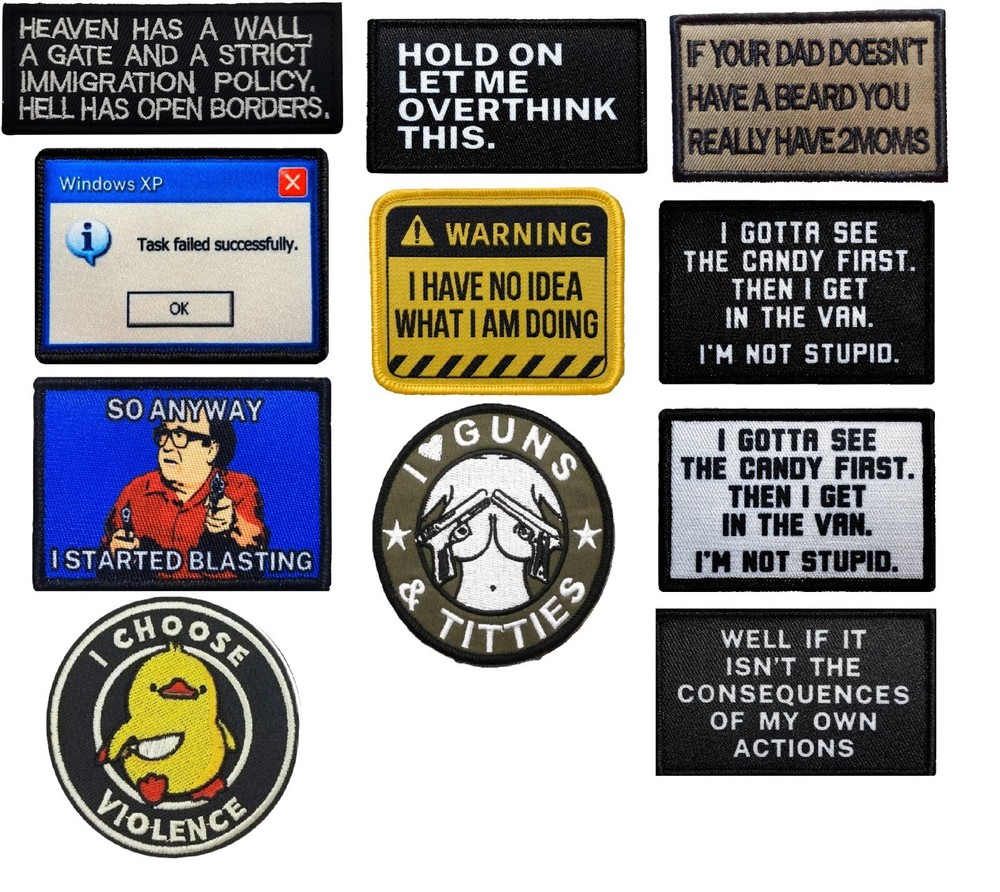 Humorous Sarcastic Defiant Irreverent MAGA Tactical Morale Hook & Loop Patches