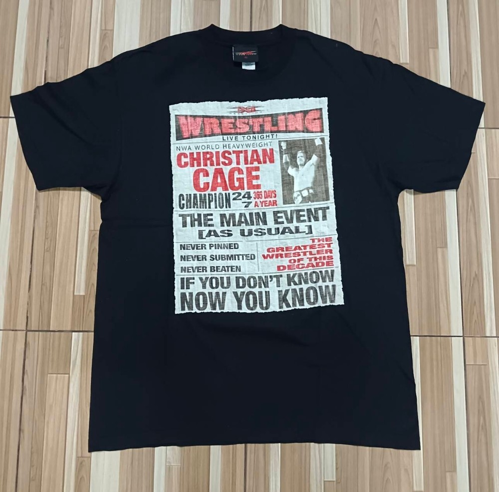 Vintage Christian Cage Y2K Wrestling TNA Champion AEW WWF WWE Rare Shirt XL