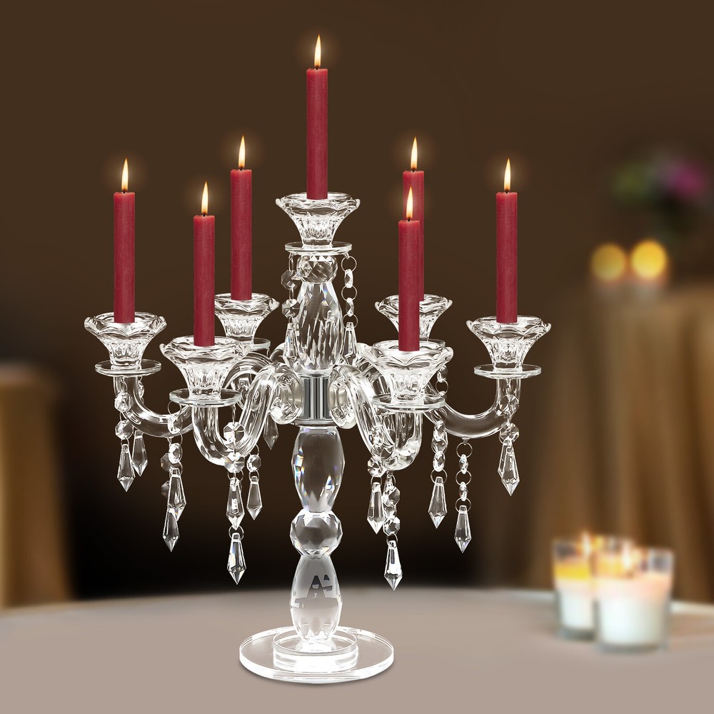 Crystal Candle Holder Candelabra 7-arm Wedding Birthday Party Gift Candlestick