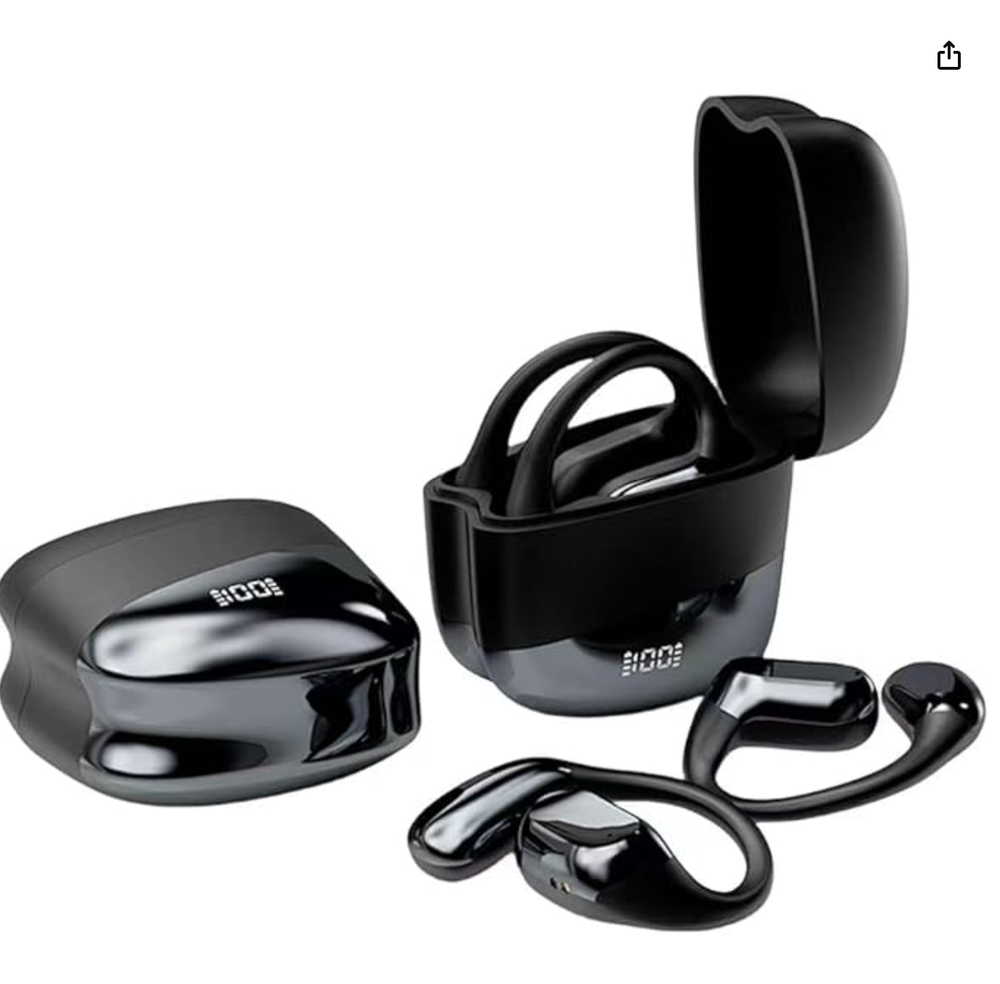 Open Ear Clip Headphones, Air Conduction Wireless Earbuds Bluetooth 5.3 Sports E