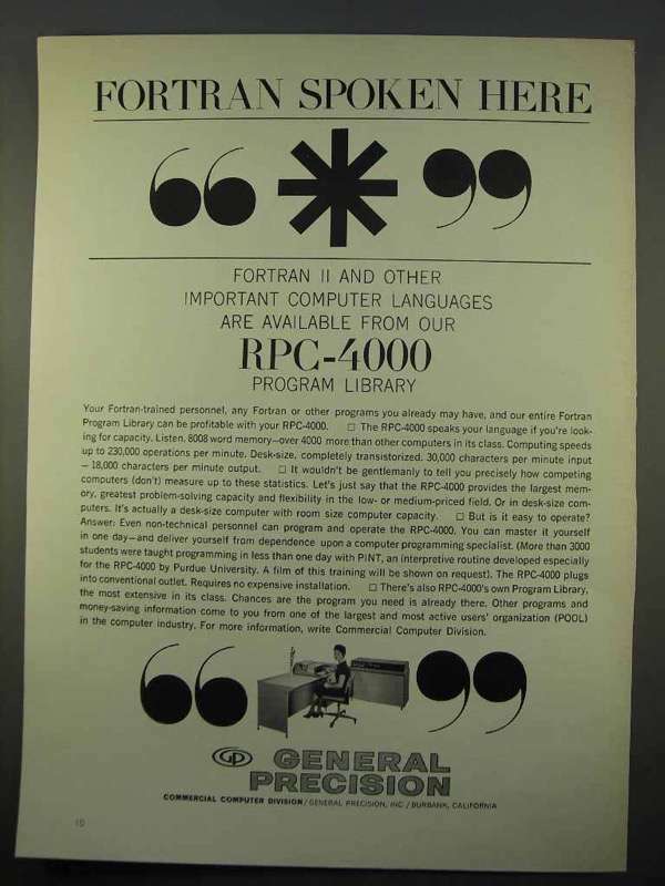 1963 General Precision ROC-4000 Vintage Computer Program Library Ad