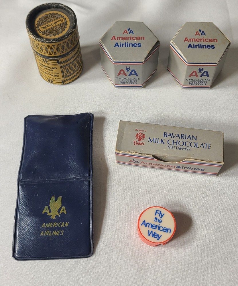 Vintage American Airlines Memorabilia In Flight Snack Containers, Etc RARE!