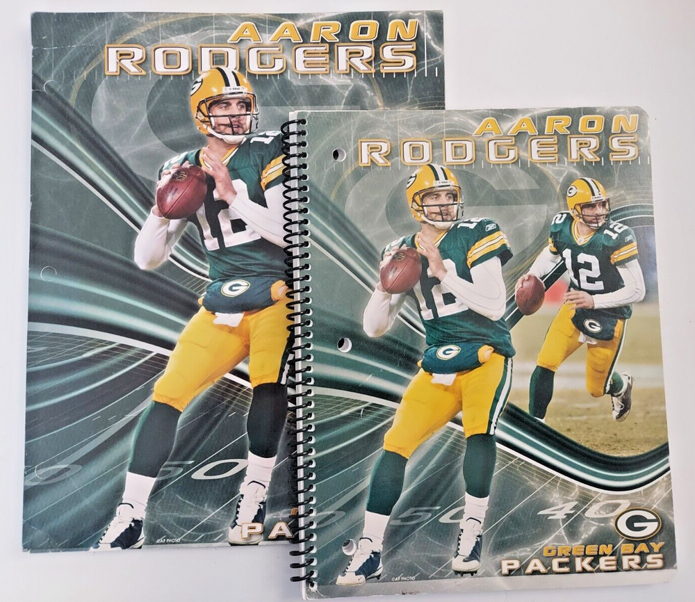 Aaron Rodgers Spiral Notebook and Pocket Folder Green Bay Packers NFL Team Design-image