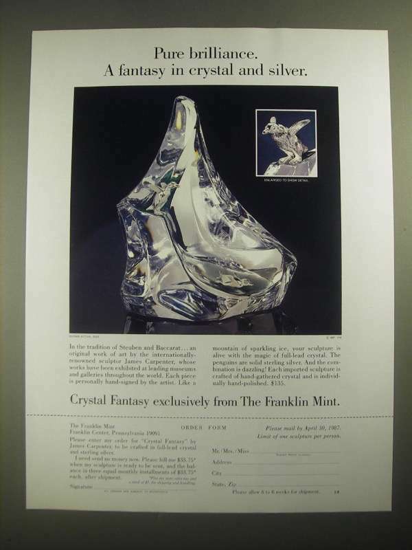 1987 The Franklin Mint Ad - Crystal Fantasy by James Carpenter