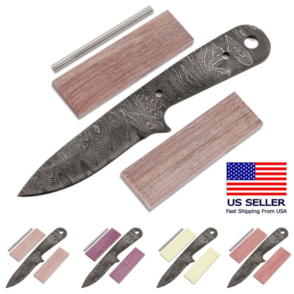 Damascus Knife Making Kit - Boot Fang - (6 Handle Options) - DIY Blade Kit