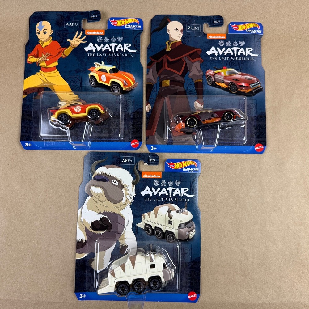 Hot Wheels Character Cars Avatar Aang Appa Zuko 1:64 Diecast Lot of 3 2024-image