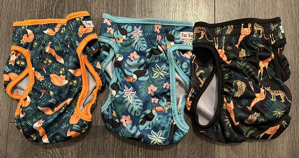 Fuz Bigaza Washable Dog Diapers 3 Pack Reusable Dog Diapers Size L