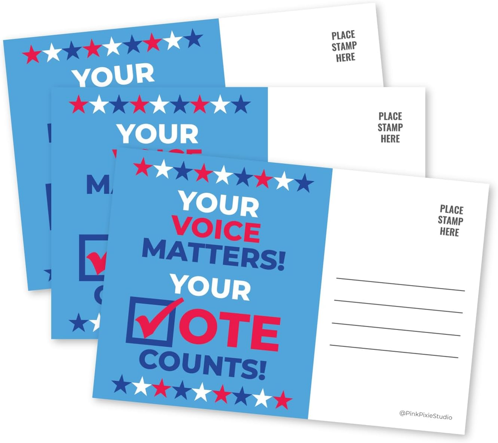 100 Voter Postcards Bulk 4 X 6” Every Vote Counts Message Cards Patriotic Theme