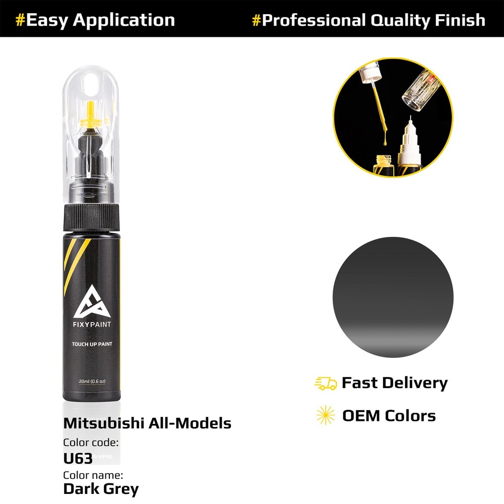 Touch up Paint for Mitsubishi Code: U63 Dark Grey Easy Apply Scratch Repair