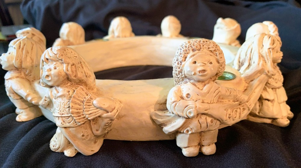 VTG Christmas advent wreath candle holder Abbey Press children of world hope joy-image