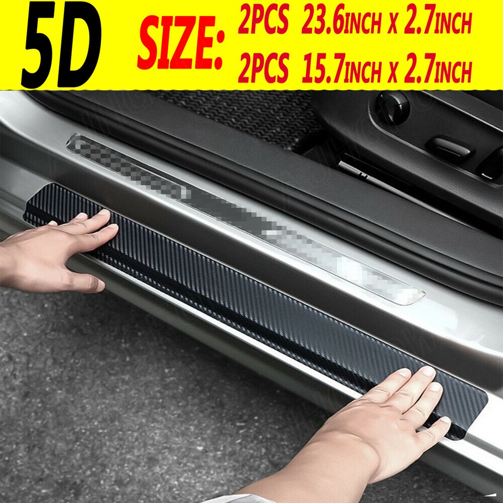 4 PCS Black Rubber Car Door Scuff Sill Cover Panel Step Protectors Accessories