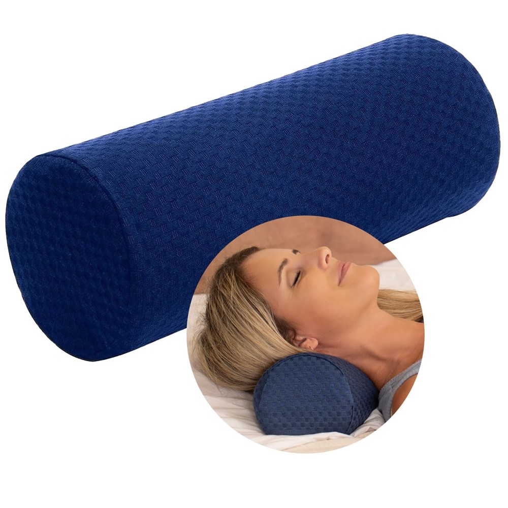 Memory Foam Cervical Neck Pillow, Round - Contoured Design to Support Neck an...
