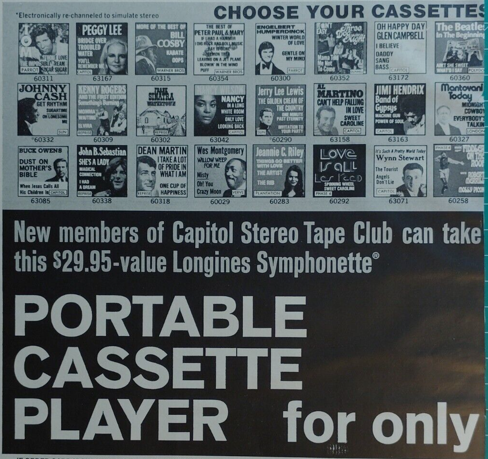 2-Page Capitol Stereo Tape Club Ad - $4.95 Cassette Player with Reply Card-image