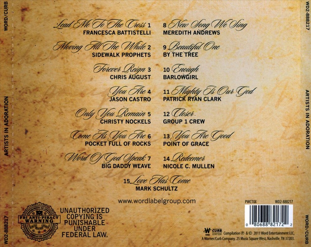 VARIOUS ARTISTS ARTISTS IN ADORATION NEW CD