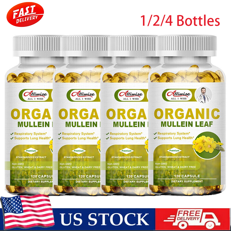 1/2/4 Bottles Herbal Mullein Leaf Capsules For Lung Cleansing & Detox