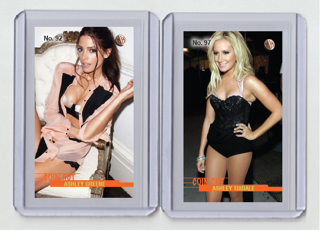 Ashley Greene rare MH Coin Cut #'d x/3 Tobacco card no. 92
