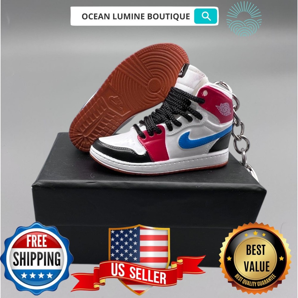 Air Jordan 3D Mini Sneaker Keychain, Basketball Sneaker Collectible, Box Options