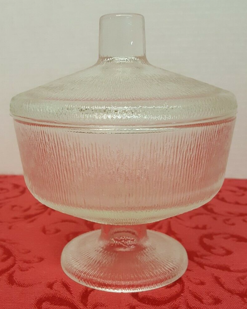 6-Inch Clear Frosted Candy Dish with Lid - 5 Inches Wide