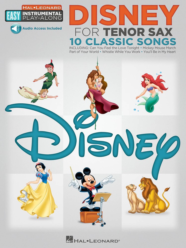 Disney 10 Classic Songs Tenor Sax Easy Sheet Music Play-Along Book Online Audio