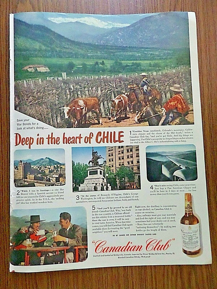 1944 Canadian Club Whiskey Ad Chile 1944 Camels Cigarettes Ad  Doctor WW 2II-image