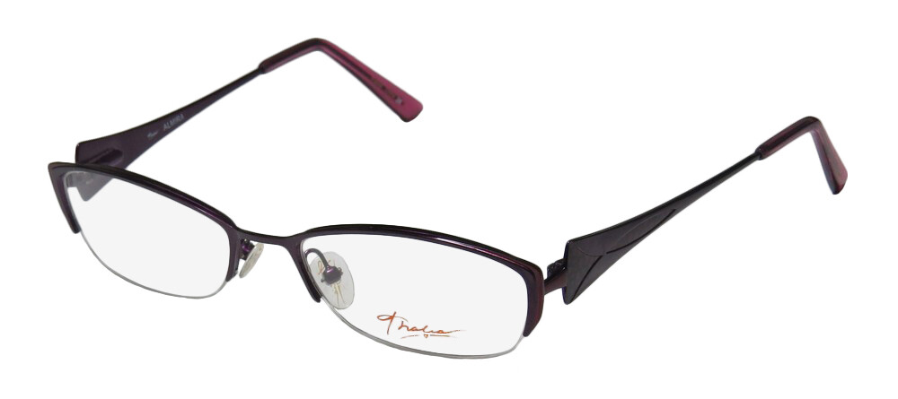 NEW THALIA ALMIRA EYEGLASSES WOMENS BE 48-17-130 PURPLE DESIGNER HALF-RIM METAL