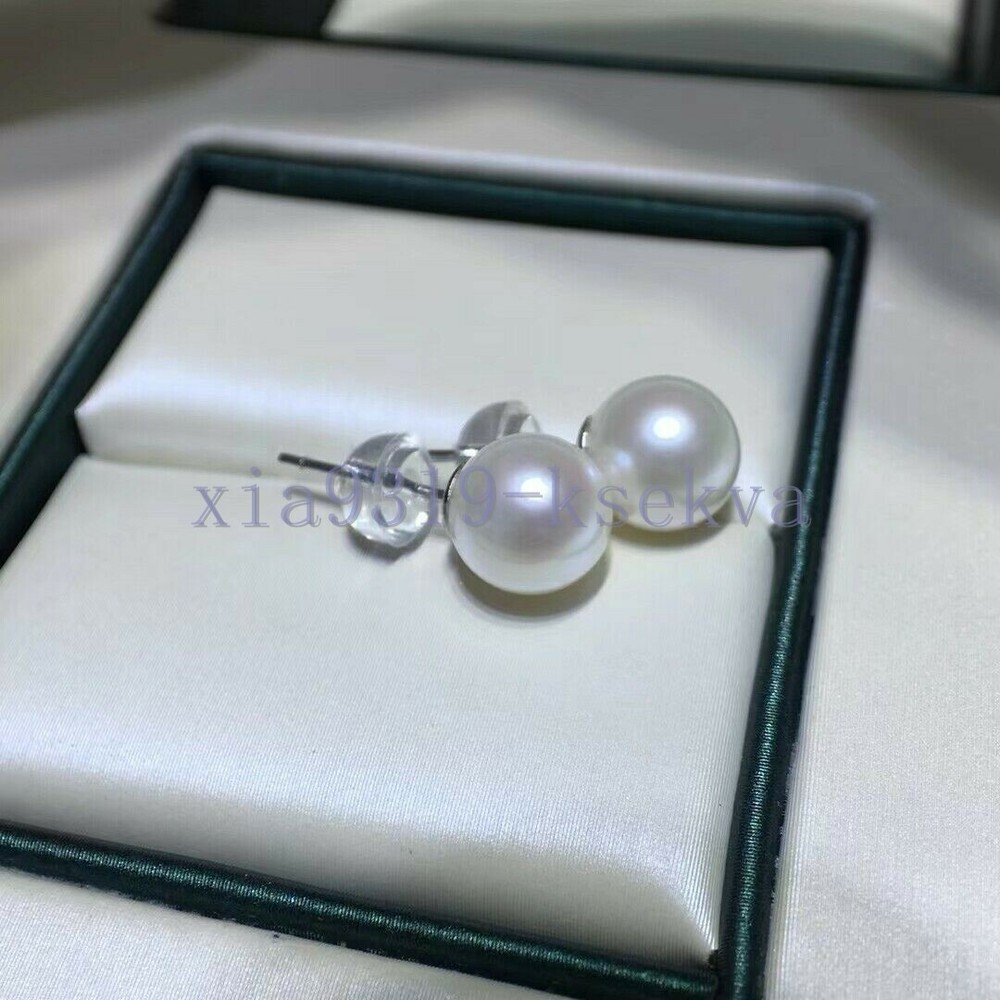 7-8mm AAA+ South Sea White Pearl Earrings in 14K White Gold-image