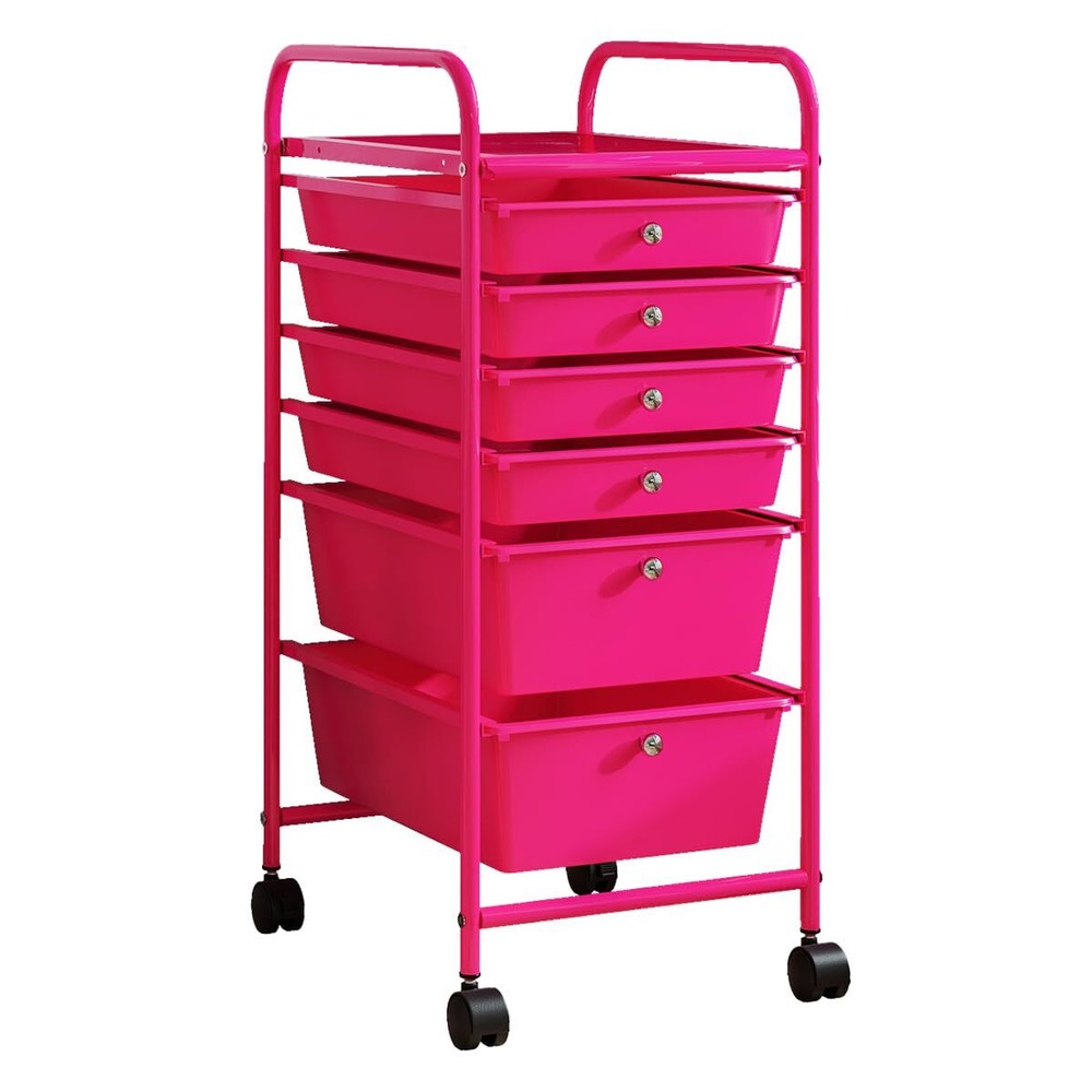 6-Drawer Rolling Storage Cart, Multifunctional Storage Organizer Cart with Wh...
