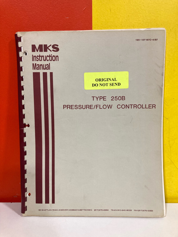 MKS 195-107187C-4/87 Type 250B Pressure/Flow Controller Instruction Manual